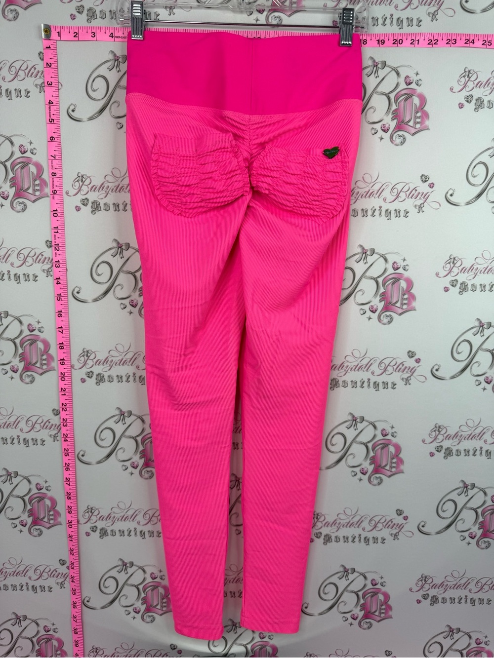 Cute Booty Lounge leggings tights heart Hot Pink Ruched-Back Leggings